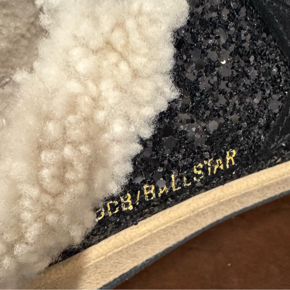Golden Goose Ball Star Sabot mules size 39 black glitter with shearling lining - Picture 9 of 14